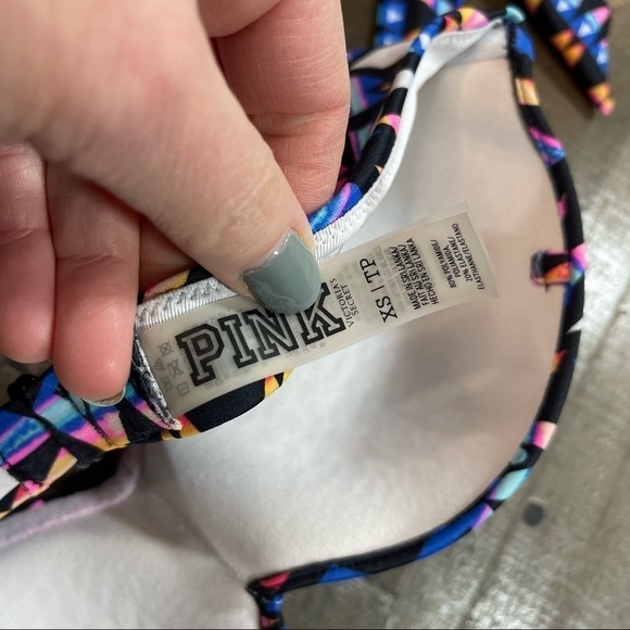 PINK VS Multicolored Bandeau Style Bikini Top XS - Picture 7 of 9